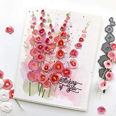 Afbeelding van Stokrozen Bloem Metalen Die Cuts, Lente Blad Uitnodigingskaart Snijden Dies Cut Stencils DIY Scrapbooking Decoratieve Embossing Papier Kaart Maken