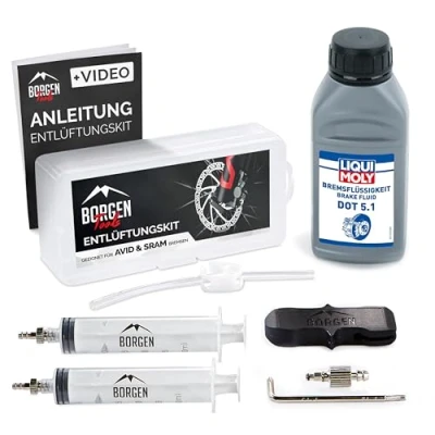 Afbeelding van Borgen ontluchtingsset voor AVID SRAM hydraulische schijfremmen I fietsremonderhoudsset met stap instructies incl. Bleeding Edge