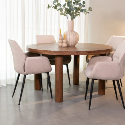 Afbeelding van LABEL51 Eetkamertafel Elly Nature Mangohout 140x140 cm