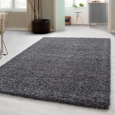 Afbeelding van Carpetsale24 Hoogpolig Vloerkleed Grijs Effen Tapijt Shaggy Modern Woonkamer Slaapkamer, Kinderkamer Trend Soft Fluffy 160 x 230 cm