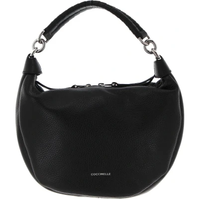 Afbeelding van Coccinelle Leren Handtas Schoudertas Maelody Handbag Grained Leather Noir Zwart