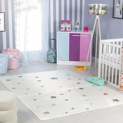 Afbeelding van Livabliss Stars klein Kids Vloerkleed 140x200 cm Crème