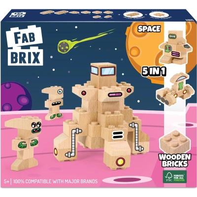 Afbeelding van FabBrix Houten speelgoedstenen Ruimte 5 in 1