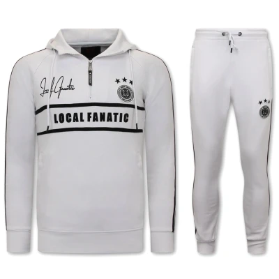 Afbeelding van Local Fanatic Heren Trainingspak Double Line Signed Wit Zwart Maat L