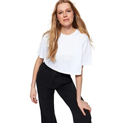 Afbeelding van Trendyol TWOSS23TS00038 Volwassenen Vrouwen T shirt Wit M