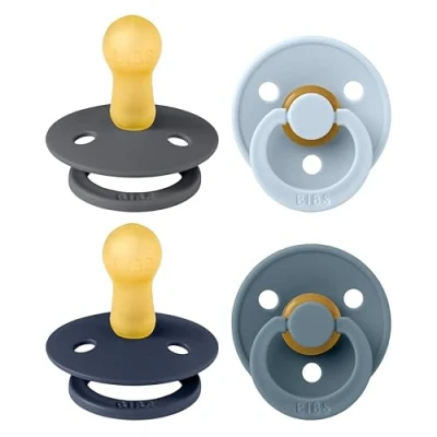 Afbeelding van BIBS Colour speen verpakking 4 stuks, BPA vrije fopspeen, Ronde speen. Natuurlijk rubberlatex, Geproduceerd in Denemarken/EU. Maat 2 (Verpakking stuks), Deep Space Mix