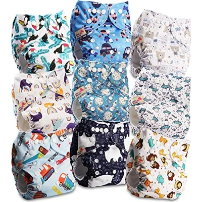 Afbeelding van Littles and Bloomz Herbruikbare baby pocketluier, standaard drukknoop, 9 luiers, FLP2 0908