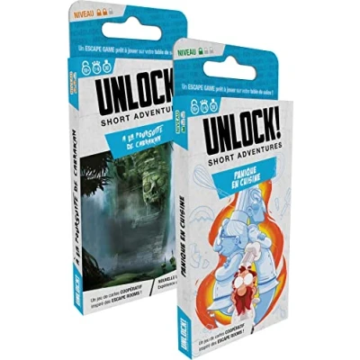 Afbeelding van Space Cowboys Unlock! Short Adventure Paniek in de keuken + achtervolging van Cabrakan Escape Game voor volwassenen kaartspellen kinderen vanaf 10 jaar Franse versie
