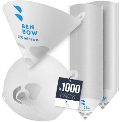 Afbeelding van BenBow Lakzeef 280µ x 1000 stuks wegwerp papierfilter met nylonweefsel voor het filteren van lakken en kleuren tegen verontreinigingen