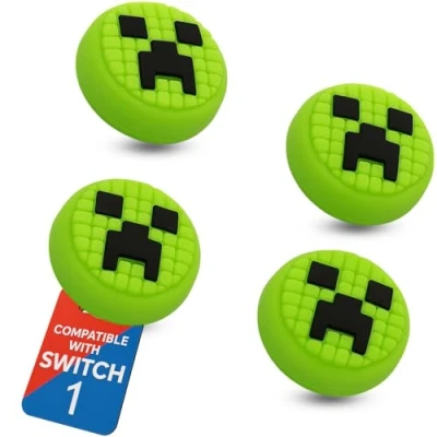 Afbeelding van MatoSan® 4 x joystickdoppen, compatibel met Nintendo Switch Grip Joy Con Lite, OLED accessoires, Thumb Grips, Switch, duimdoppen, bescherming voor steam deck (groen)