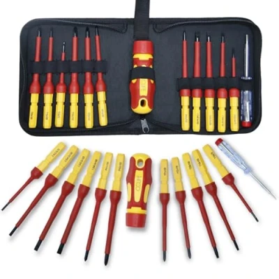 Afbeelding van CCLIFE Magnetische schroevendraaierset, 13 delig, VDE geïsoleerde schroevendraaiers, verwisselbaar, 1000 V, met spanningstester volgens GS certificering
