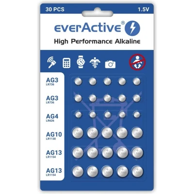 Afbeelding van 30x everActive PACK AG3 / AG4 AG10 AG13 Alkaline