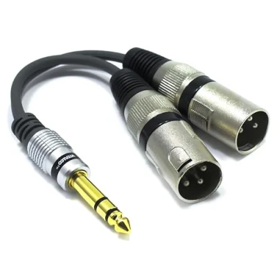 Afbeelding van VITALCO Adapter 2x XLR male naar 6,3 mm microfoonadapter 3 pins stereo jack TRS audiokabel