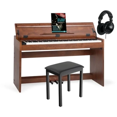 Afbeelding van McGrey DP 18 WN Digitale piano Set 88 gewogen toetsen met hamermechaniek en aanslagdynamiek 128 klanken klavierhoes incl. pianokruk hoofdtelefoon Moer tuerca
