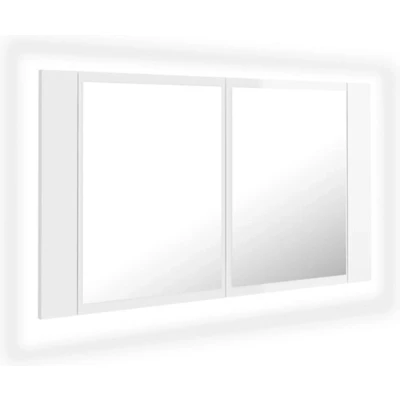 Afbeelding van vidaXL Badkamerkast met spiegel en LED 80x12x45 cm acryl hoogglans wit