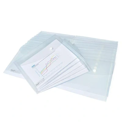 Afbeelding van Rapesco 1500 Documentenmappen met Drukknoop, A5, Transparant, Set van 25