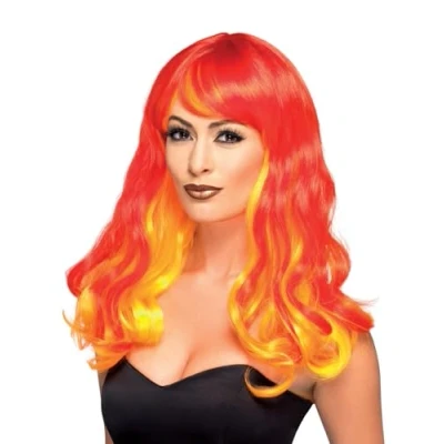 Afbeelding van Smiffys Ombre Devil Flame Pruik Rood/Oranje