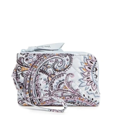 Afbeelding van Vera Bradley Katoenen portemonnee met dubbele ritssluiting en RFID bescherming, zachte Sky Paisley, één maat