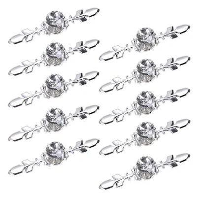 Afbeelding van BSTKEY Set van 10 kristallen ladeknoppen met zilveren plaat diamantvormige kast ladeknop lade trekgreep trekhendel meubelknoppen schroeven (120 mm)