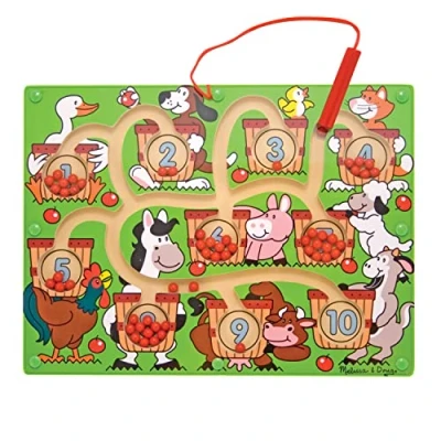 Afbeelding van Melissa &amp; Doug 12280 Magnetic Wall Number Maze (ontwikkelopmental Toys, Houten Activity Cube, Develops Multiple Skills)