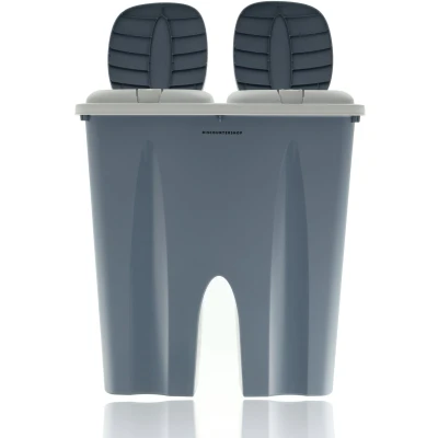 Afbeelding van Afvalemmer 50 Liter (2x 25L) Blauwe Duobin 2 Compartimenten voor Afvalscheiding Afvalbak Keuken Prullenbak