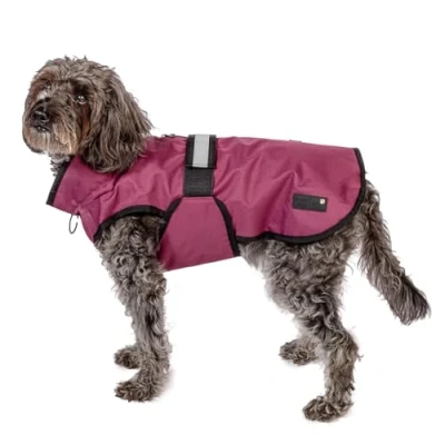Afbeelding van Danish Design 3 in 1 hondenjas pruim, 65 cm (26in) alle weersomstandigheden, waterpoof, fleece gevoerd, reflecterende regenjas voor honden