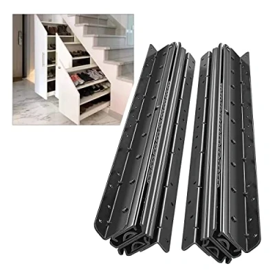 Afbeelding van AOLISHENG Onderste montage zware ladegeleiders onder trappen 800 1850 mm 120 kg draagvermogen zwart volledig verlengkogellager verborgen rails, 1 paar