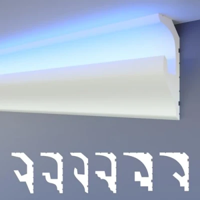 Afbeelding van HEXIMO LED sierlijsten 2 in 1, indirecte verlichting plafondlijsten XPS piepschuim strips voor wand plafondbekleding (1,7 meter HLED 17)