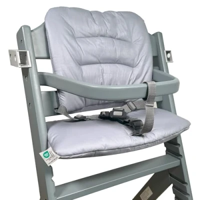 Afbeelding van LaLoona Zitkussen voor babystoel Safety 1st/Bebeconfort Timba, kussen hoge babystoel, 2 stuks, Oeko Tex Standard 100, machinewasbaar, grijs