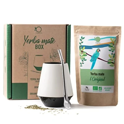 Afbeelding van ORIGEENS Mate SET met Cup, Bombilla, Bio Yerba Design Keramische Maté Beker Originele Geschenkverpakking