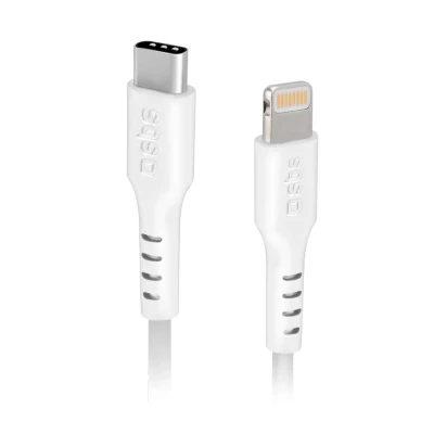 Afbeelding van sbs mobile USB C kabel Apple Lightning stekker, Stekker 1 m Wit past op beide manieren TECABLELIGTC1W