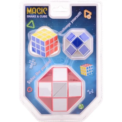 Afbeelding van Johntoy puzzel Magische kubus en slang 3 delig groen
