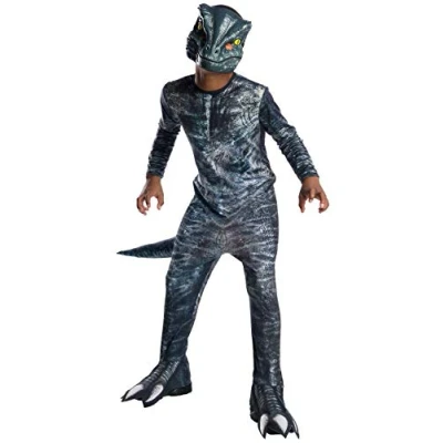 Afbeelding van Rubies Dinosaurus Kostuum Jurassic World Velociraptor Kind Blauw, Grijs Maat 116 Carnavalskleding Verkleedkleding