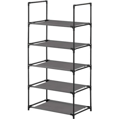 Afbeelding van edihome, Schoenenrek, 5 Niveaus, (28 x 45 89 cm), Shoe Organizer, Smalle en hoge Schoenenrekken van Kunststof, Verticaal, Plank, Showrek (5 Niveaus)