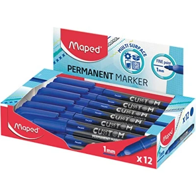 Afbeelding van Maped Custom Permanent marker, fijne punt, 2 mm, blauw, 12 stuks