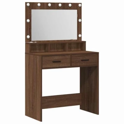 Afbeelding van vidaXL Bruin Eiken Bewerkt hout 79 x 41 135 cm Spiegel Kaptafel