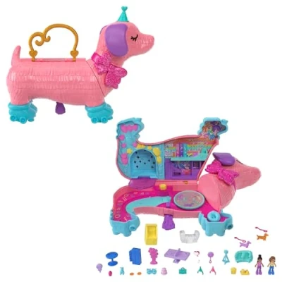 Afbeelding van Polly Pocket poppen en Speelset, dierenspeelgoed, Puppyfeest met 2 meer dan 25 accessoires HKV54