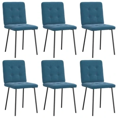 Afbeelding van vidaXL Eetkamerstoelen 6 st fluweel blauw
