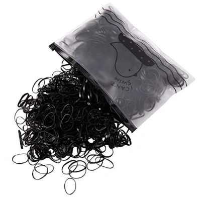 Afbeelding van Hanyousheng 1000 stuks mini elastiekjes, elastische haarbanden, zachte banden, vlechten elastiekjes voor kinderhaar, kleine dreadlocks, bruiloftskapsel en meer (zwart)