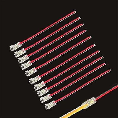 Afbeelding van Boarda 5mm COB LED Strip Connectors,2 Pin 10Pcs naar Draad Connector Gapless Soldeerloze Connectionr+10cm Kabel voor Lichten (5MM, één connector+15CM kabel)
