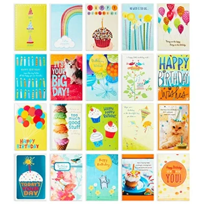 Afbeelding van Hallmark Verjaardagskaartenassortiment, 20 kaarten met enveloppen (navulkaart organizerdoos)