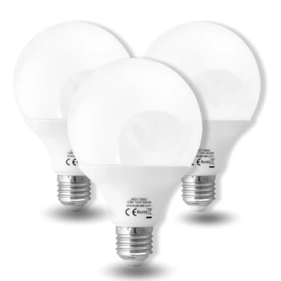 Afbeelding van Jandei 3 x Globe LED lamp, G95 E27 draad, 15W (gelijk aan 100W) koud wit licht 6000K, 1200 lumen. Perfect voor Woonkamers, Keukens, Badkamers, Kantoren.