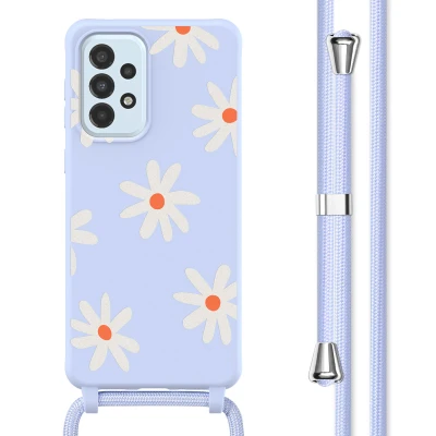 Afbeelding van Samsung Galaxy A33 Hoesje Siliconen en TPU (zacht) imoshion Softcase/Koordhoesje/Backcover Lila Flower Distance Telefoonhoesje