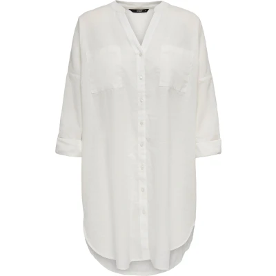 Afbeelding van ONLY Langarm Vausschnitt Overhemdblouse, Dames, Maat: M/L, Cloud dancer