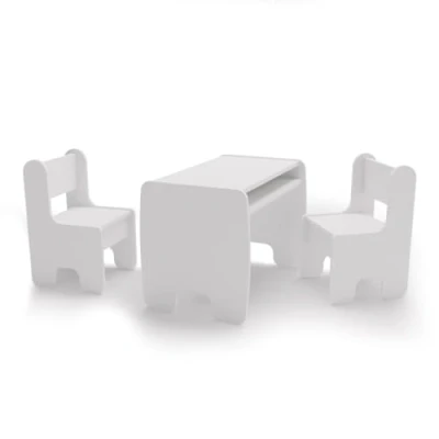 Afbeelding van KOBI Set tafel + 2 stoelen Voor kinderkamer kinderen meisjes en jongens Schildertafel Kindertafel (Tafel wit)