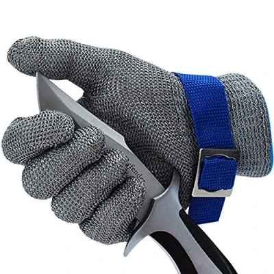 Afbeelding van CPTDCL Niveau 9 Snijbestendige Handschoen Rvs Mesh Metaaldraad Duurzaam Roestvrij Slager Keuken Snijden Bescherming（L）