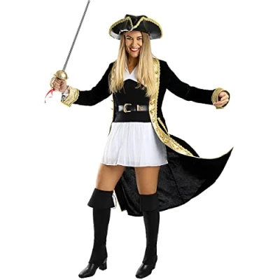 Afbeelding van Funidelia Deluxe Piraten Kostuum Koloniale Collectie voor vrouwen Zeerover, Boekanier Volwassenen Accessoire verkleedkleding en rekwisieten Halloween, carnaval &amp; feesten Maat 3XL Zwart