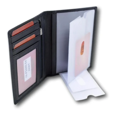 Afbeelding van LeonDesign Paspoort hoesje Leer Compact Zwart