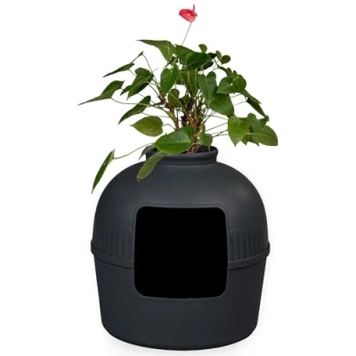 Afbeelding van XXL Kattenbak Verborgen Kattentoilet Flower Blackline voor grote katten van RHRQuality
