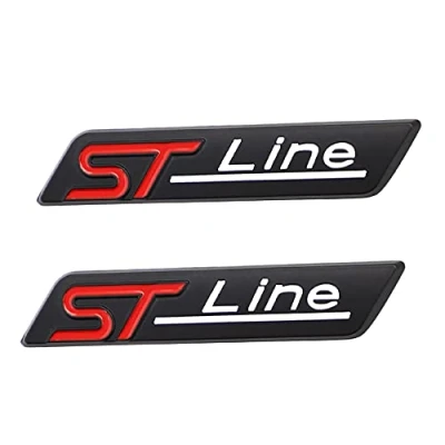 Afbeelding van 2 stuks ST lijn Embleem Auto Sticker Van Toepassing op Body Bagage en Andere Items Accessoires (zwart rood)